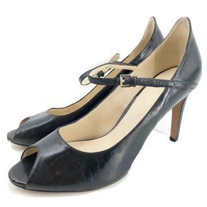 Nine West Womens Dear Diary Black Leather Heels